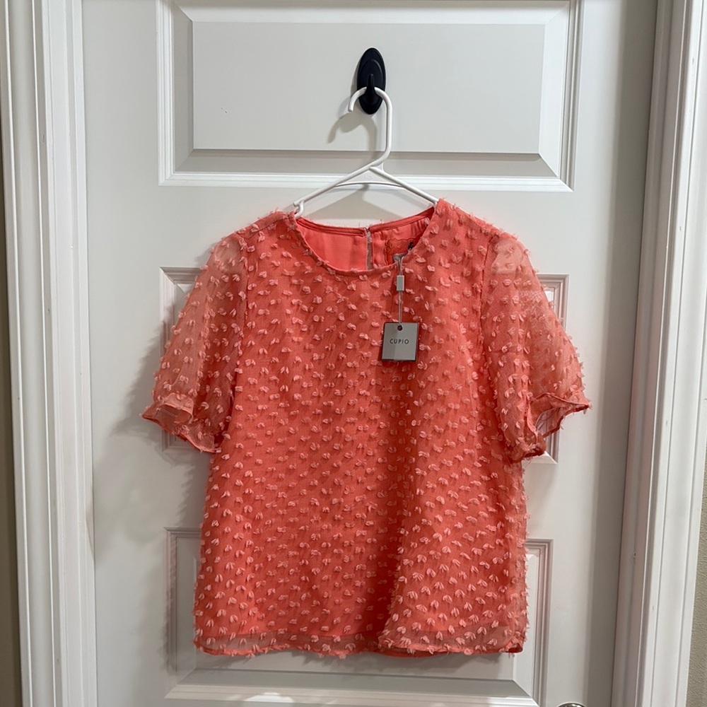 ✨NWT~Cupio Swiss Dot Coral Blouse✨
